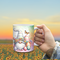 Easter boy gnome mug with name or message customization.
Bright and colorful boy gnome Easter coffee mug for children.
